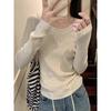 Kumikumi Simple Basic Style Solid Temperament Long Sleeve Knit Women Clothes Autumn Slimming Versatile Base Top