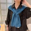 Four seasons solid color knitted small shawl scarf scarf women's cross collar sweet wind multi-color versatile decoration warm
