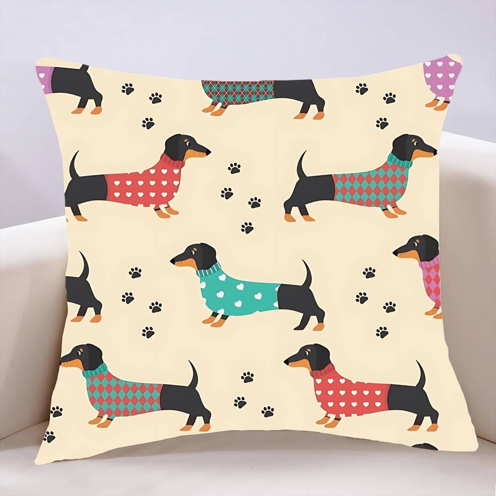 Dachshund Pillow Case Cushion Cover Soft Cute Throw Pillow Case For Car Sofa Pillowcase Polyester With Zipper