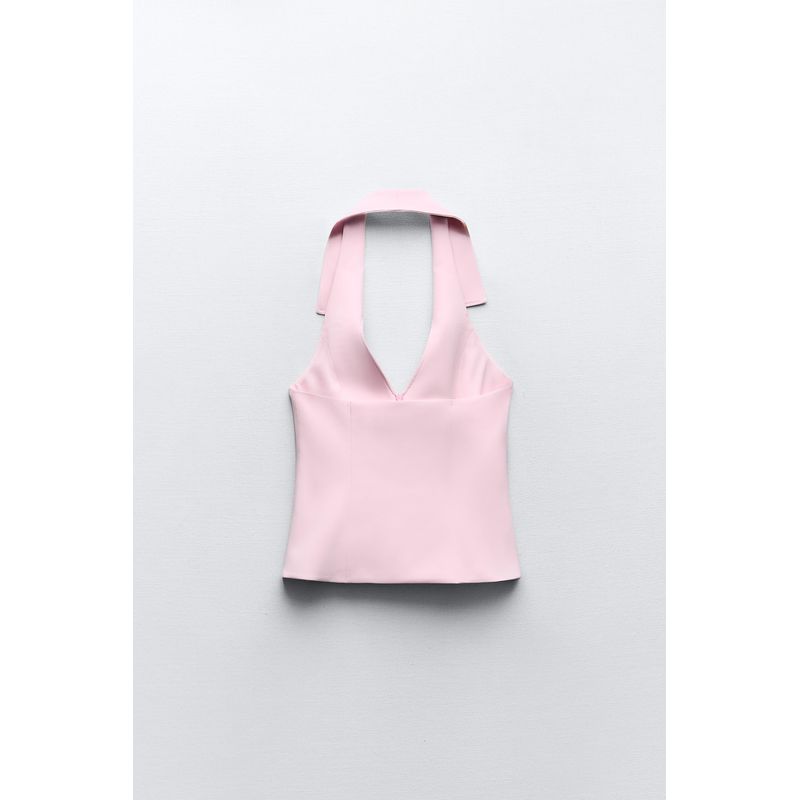 Spring New American Style Sweet and Spicy Style Backless Slim Fit Slimming Shirts Style Neck Collar Top 2796777