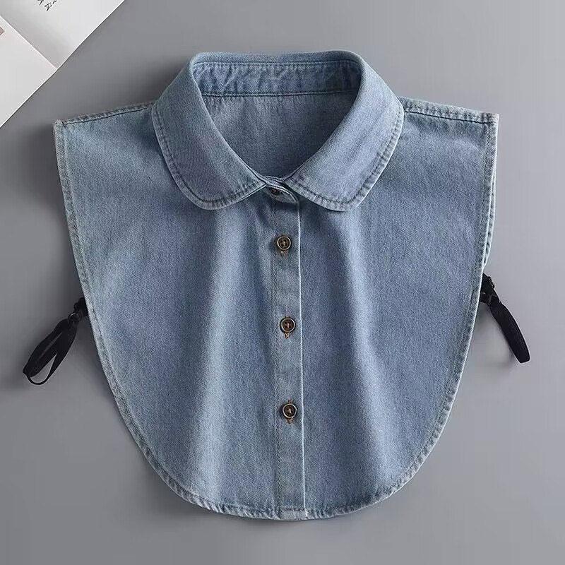 Denim Fake Collar Fashion Shirt Collar Women'S Denim Shirt Detachable Dickey Collar Under Blouse For Lady Girls