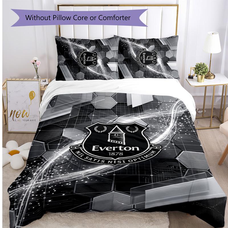 Set Lenzuola Everton Football Stampato 3 Pezzi, Comodo Set Copripiumino per Camera da Letto Amico della Pelle