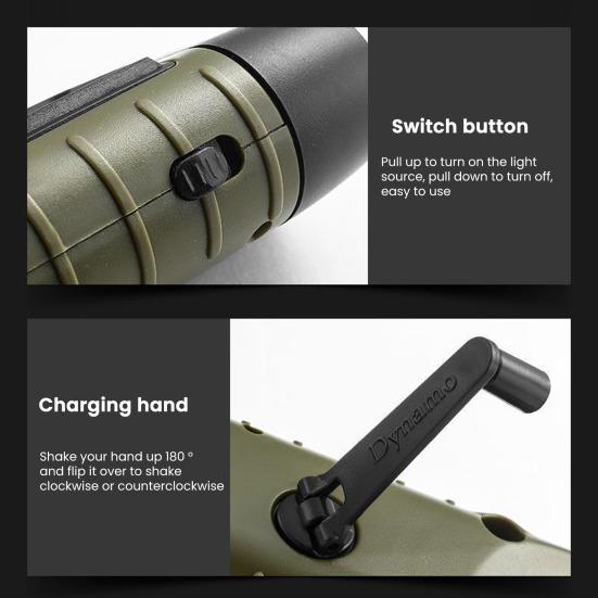 Solar And Hand Crank Flashlight 5-in-1 Emergency LED Light with Type-C Charging Waterproof Portable Power Bank for Camping Outdoor Use