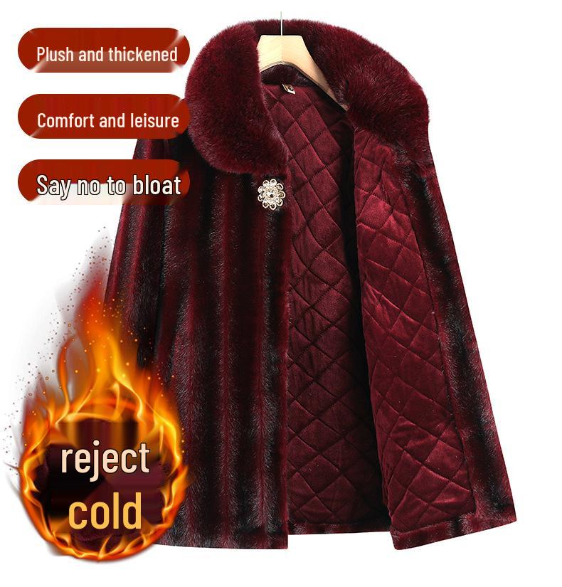 Faux Fur Coat for Women: Grandma Style, Thickened Winter Wear, Mink Velvet for Middle-Aged and Elderly