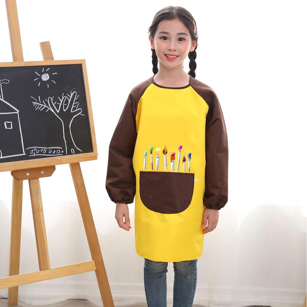 Kids' Waterproof Painting Smock with Long Sleeves and Custom Logo