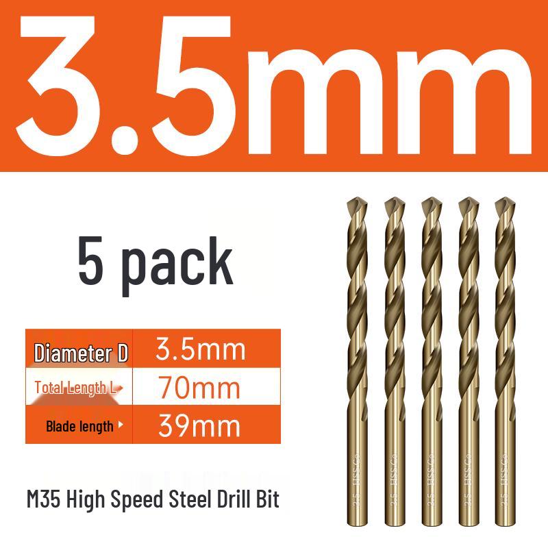 M35 Cobalt Twist Drill Bits Set for Stainless Steel, High Hardness, Straight Shank, Hand & Electric Drills