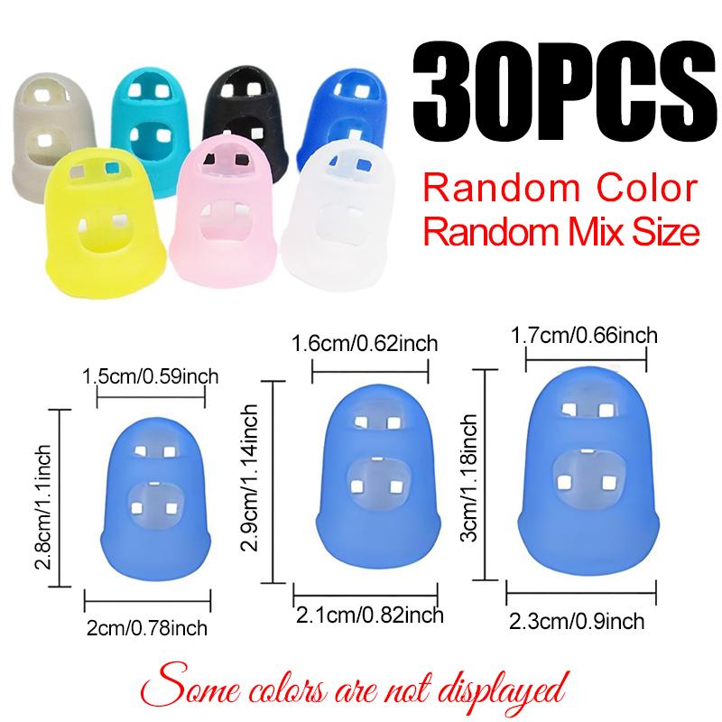 10-30PCS Guitar Finger Protector Assorted Size Mix Color Silicone Hollowed Out Breathable Nonslip Fingerstall Practice Props ZYF