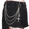 Punk Cross Skull Sword Pendant Pants Chain for Women Men Fashion Peresonality Multilayer Chain Silver Color Jeans Chain Jewelry