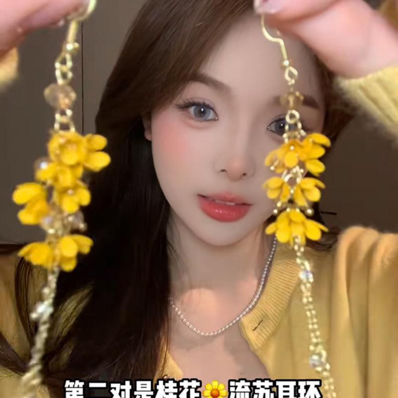 Pearl water drop pendant earrings retro temperament versatile earrings niche light luxury high-end earrings women