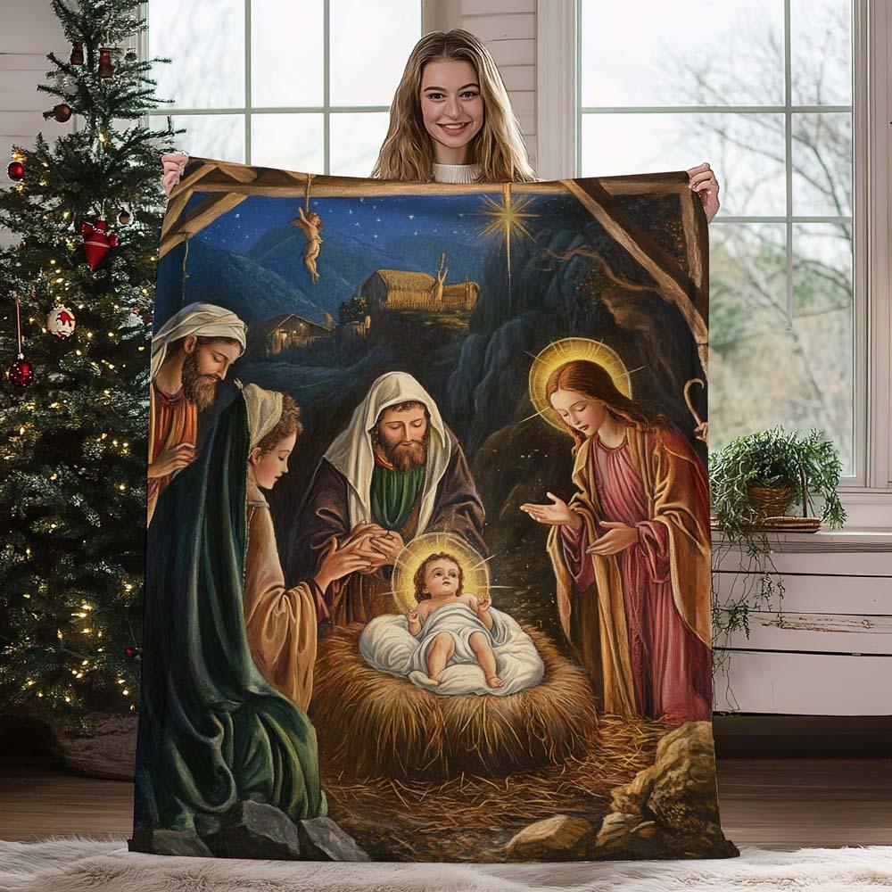 Christmas vintage snowman digital-printed polyester Bedroom velvet flannel cover blanket Fleece sofa cover blankets for beds