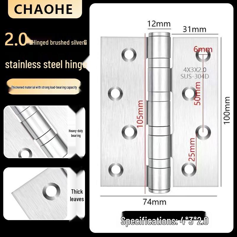 4-inch Silent Bearing Male-Female 304 Stainless Steel Hinge for Wooden Doors