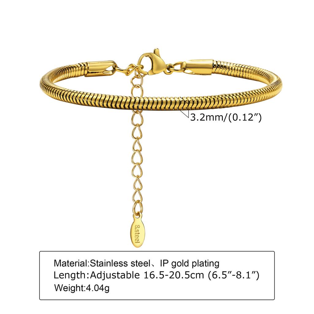 Stainless Steel Bracelet 18K Gold Lady, Blade Chain, Flat Snake Chain, Snake Chain Personalized Stacked Accessories