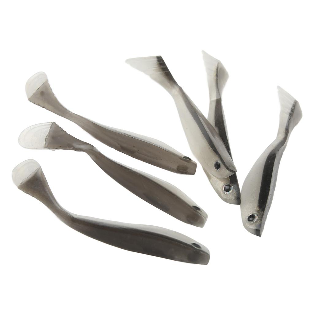 6 Stück 10cm Weicher Angelköder 2 Farben T-Schwanz Künstlicher Köder mit Schwarzem Rücken für Salzwasser Süßwasserangeln