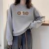 Simple letter print fashionable round neck loose and lazy 2026 Spring and Autumn new long sleeved hoodie for women with small stature