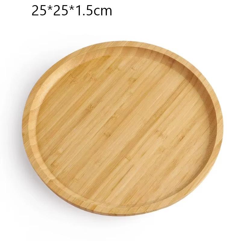 Bambustablett, 1 Stück, Trockenfrüchte, Obst, Dessert, Sushi, Eintopf, Fachbehälter, Couchtisch, Snacks, rundes Fachtablett