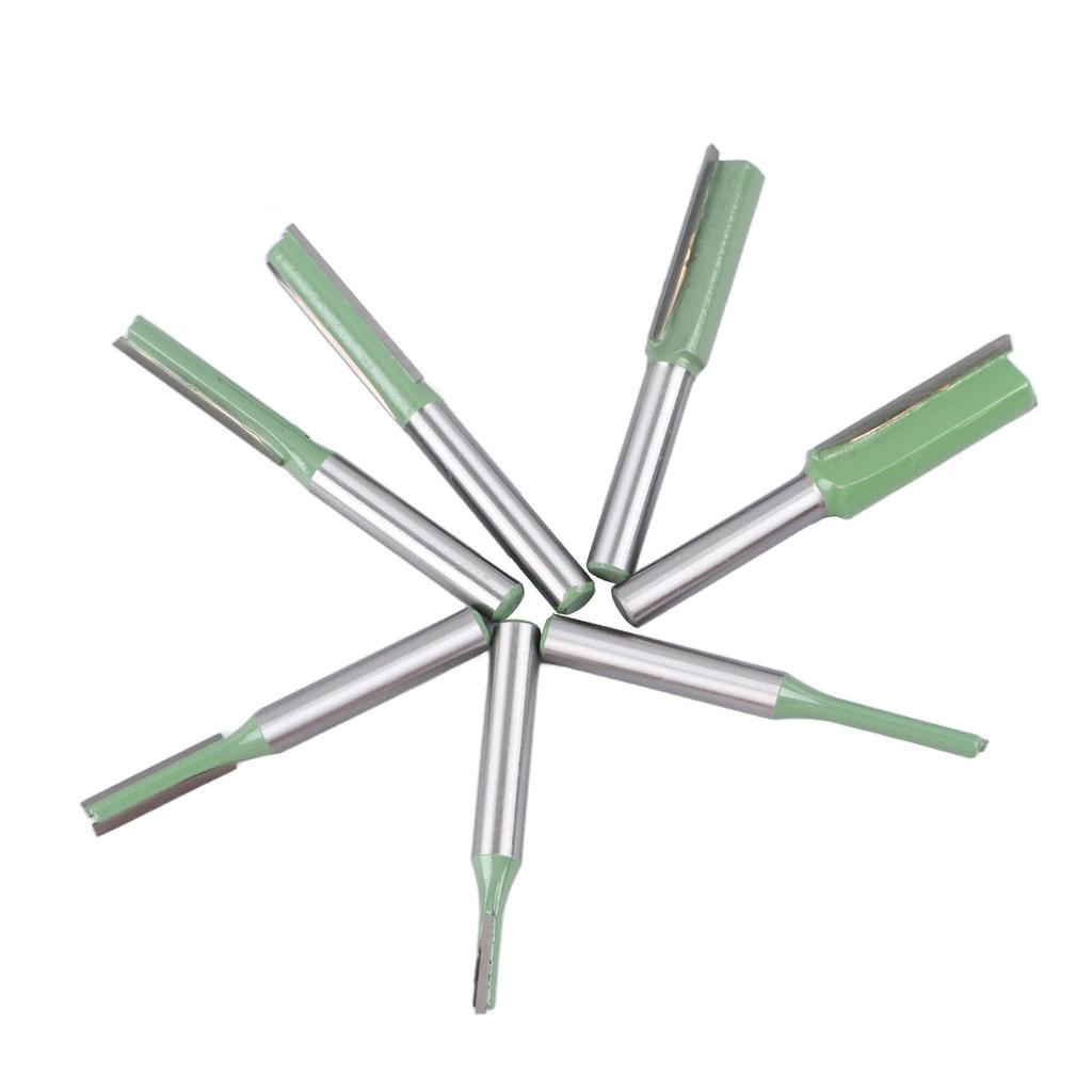 7Pcs Straight Bit Set 14 Shank Router Kit Carbide Woodworking Tools with Storage Box