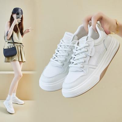 Neue Sommer Weiße Schuhe für Studentinnen Dicke Sohle Erhöht Mesh Atmungsaktiv Freizeitschuhe
