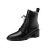Fashion NEW Autumn Women Boots Split Leather Shoes for Women Pointed Toe Chunky Heel Shoes Elegant Lace-up Ankle Boots Zip Modern Boots