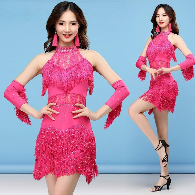 Dance Latin Dance Skirt Costume Highlights Tassel Dress Ballroom Dance Competition Performance Suit Adult Female