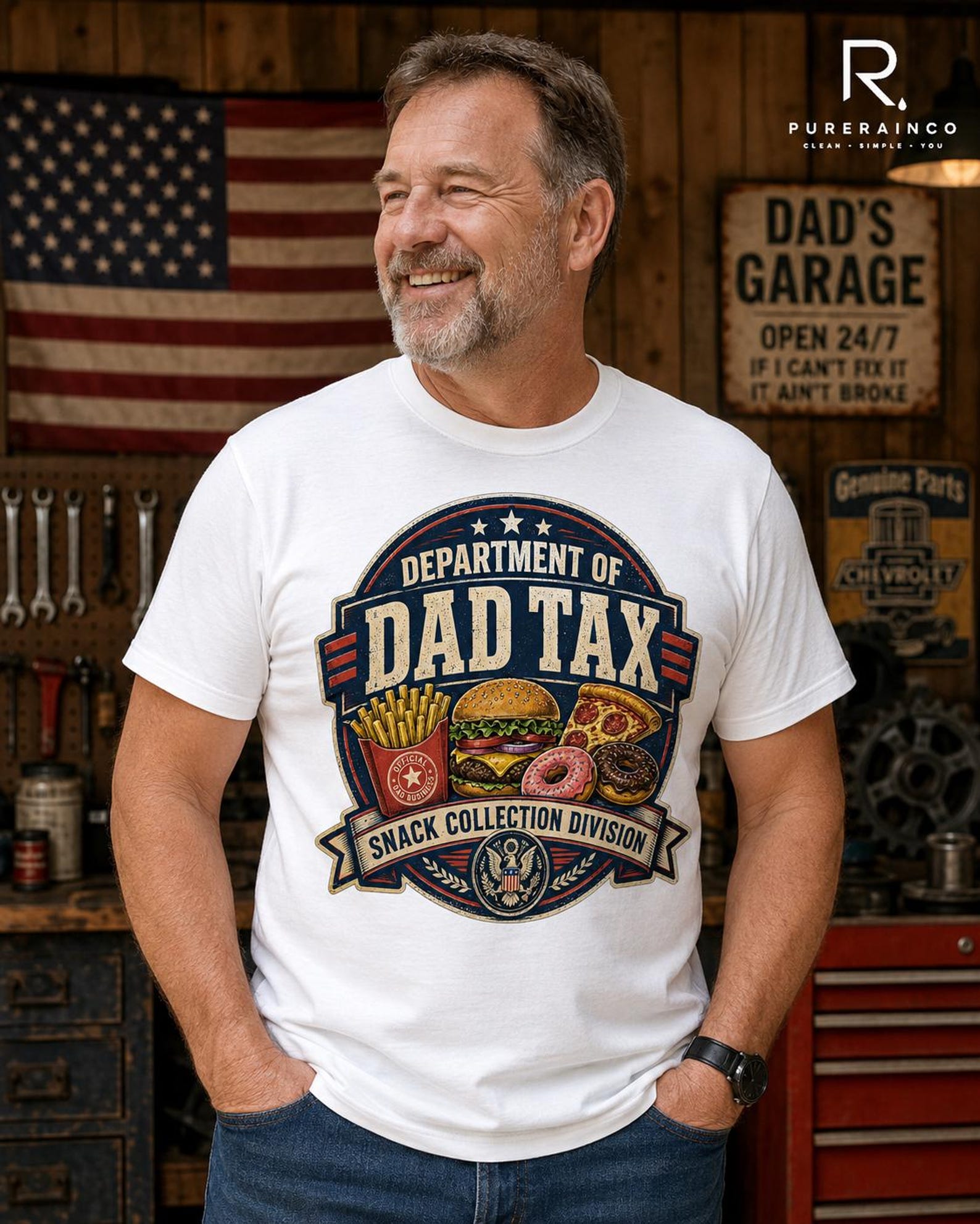 Dad Tax Shirt, Department Of Snack Collection Division T-Shirt, Funny Father Day Gift Tee L