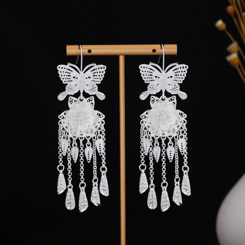 Miao Long Ethnic Tassel Earrings - Luxurious, High-end Fashion Jewelry