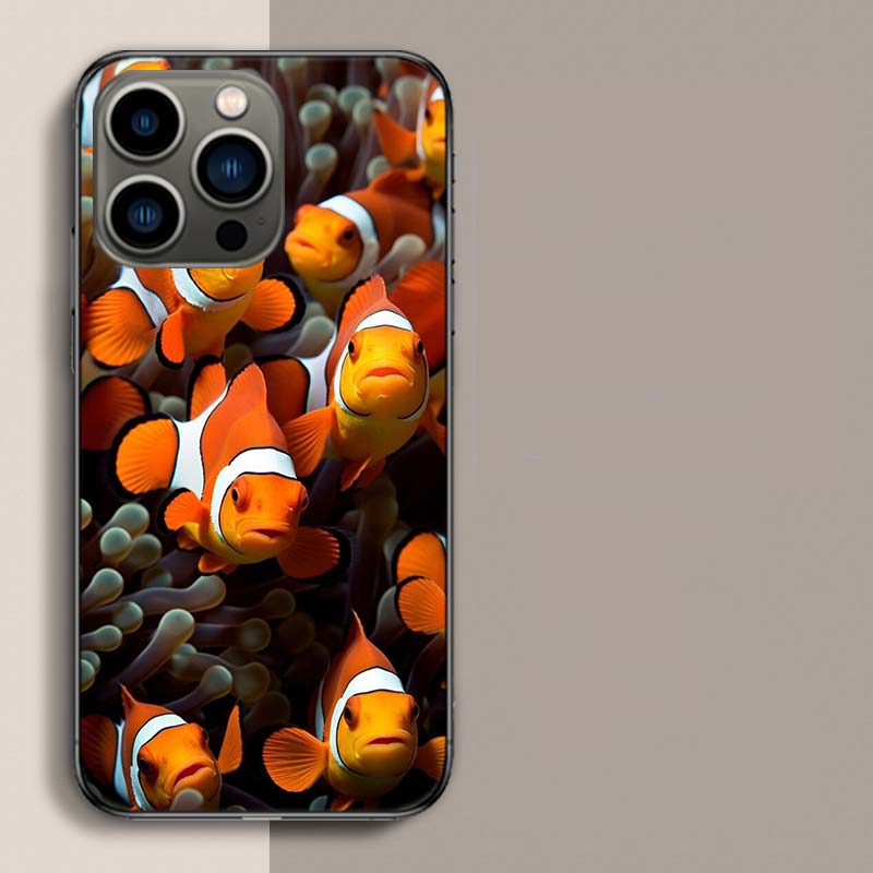 Clownfish and Sea Anemone Phone Case For Iphone 17 Air 15 Pro 14 Plus 16 Pro Max 17E 16E 12 13 Mini 11 Cover Cute Fundas