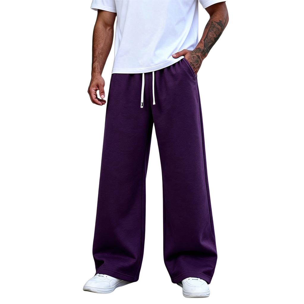 Pantalon de survêtement décontracté à jambe droite de couleur pour homme