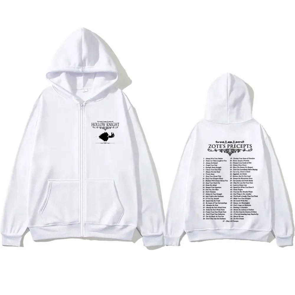 Game Hollow Knight Double Sided Print Zipper Hoodie Men Women Unisex Fashion Casual Zip Up Hoodies Male Vintage Oversized Jacket Coat