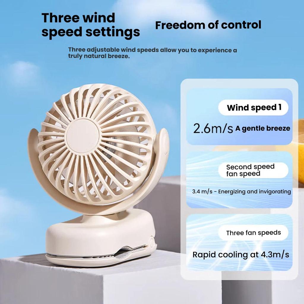 Mini Clip-On Fan, Portable Small Fan for Desktop, Dormitory Electric Fan, USB Fan, Outdoor Camping Fan