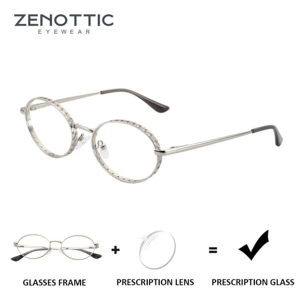 

ZENOTTIC (XL Size) 2025 New Arrivals Oval Prescription Eyeglasses for High-quality Metal Photochromic Optical Glasses Women Single Version&1.56&None