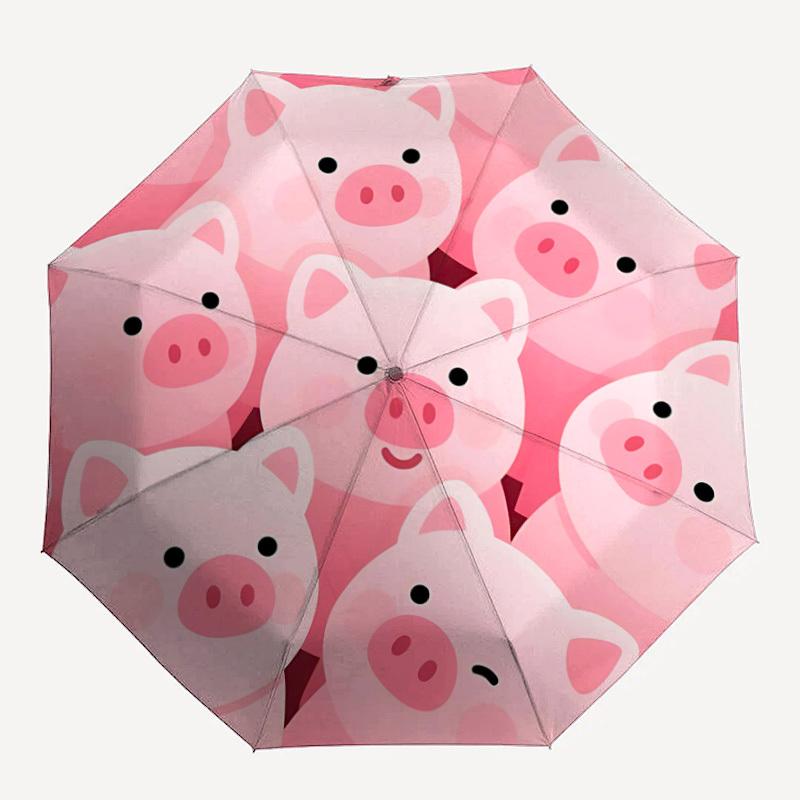

1pc Piglets Piggy Automatic Open/Close Umbrella, Windproof, Folding Compact Umbrella with Lightweight Design for Women/Men088
