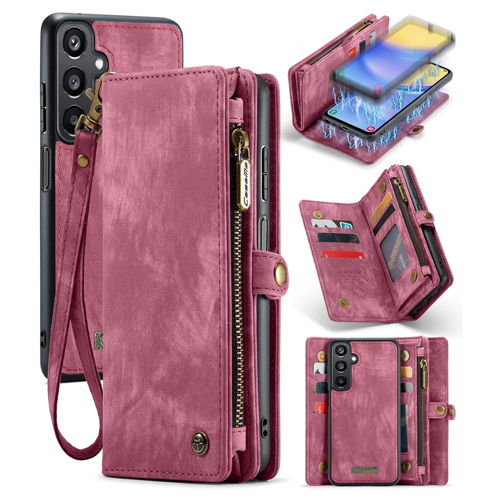 

For Samsung Galaxy A15 4G/5G Phone Cases CASEME 008 Leather Cover with Detachable Wallet and Strap Red