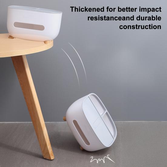 Tissue Box with Multiple Partitions for Remote Controls Watches Glasses Storage Slot Large Opening Design Desktop Organizer