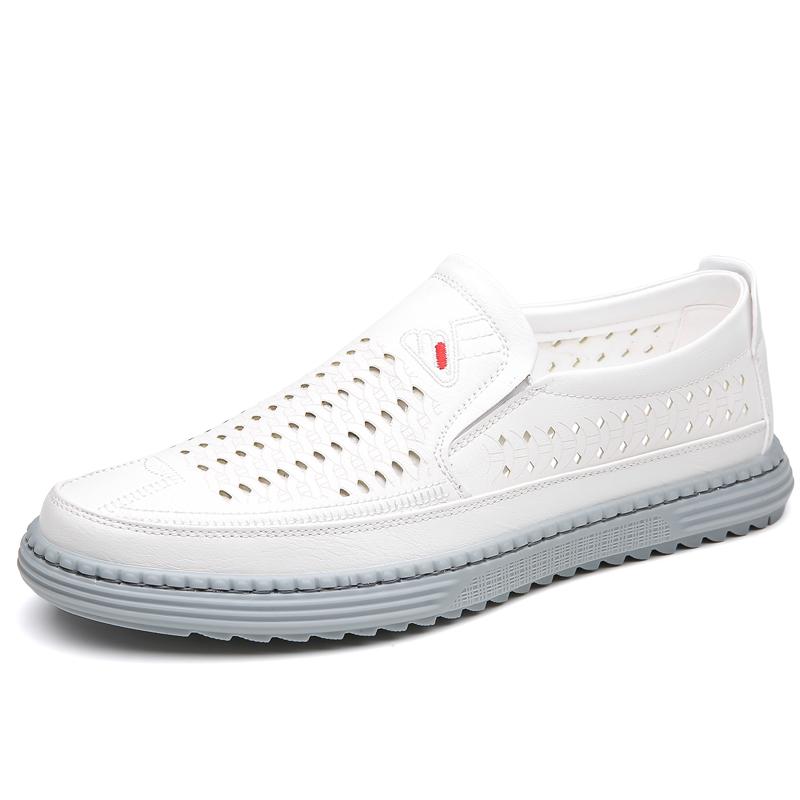 

Fashion Spring Autumn Hot Selling Hollow Men s Leather Business Shoes Simple Trendy Loafers Outdoor Anti Slip Men s Sports Leisure Shoes 44 белый