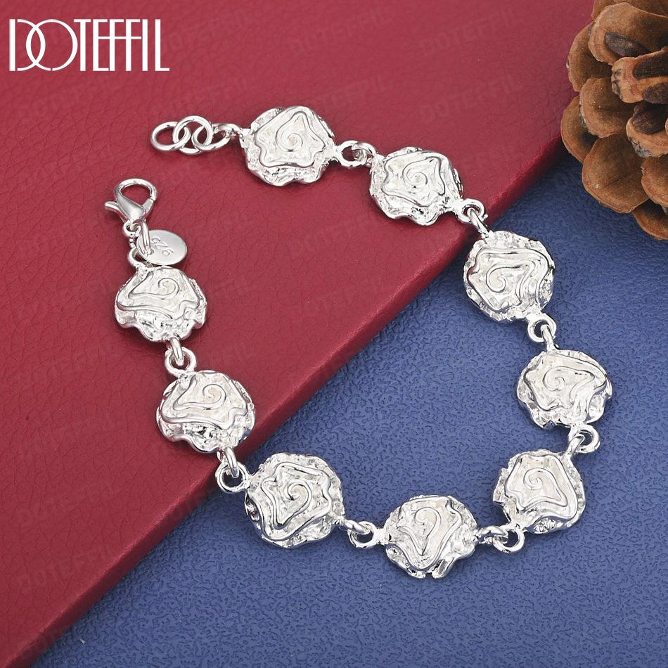 

Романтический браслет из стерлингового серебра 925 пробы с розой, свадебное украшение 20cm