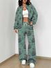 Retro Style Autumn And Winter New European And American Women'S Clothing Flower Printing Suit Women