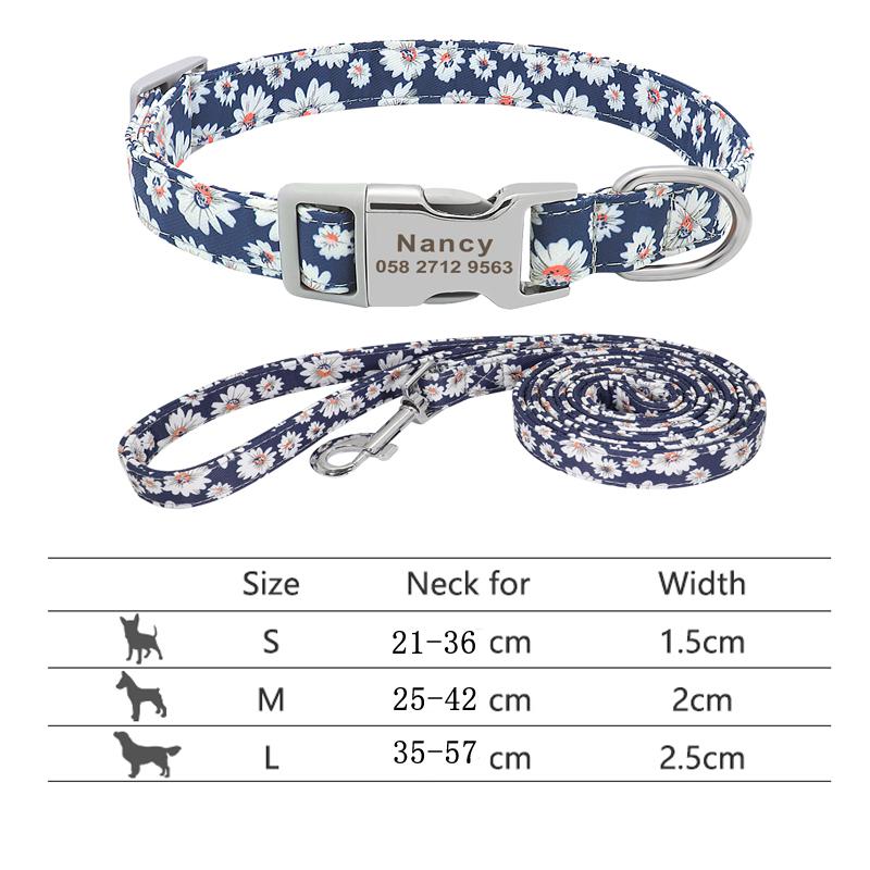 Ensemble Collier et Laisse Personnalisés pour Chien Réfléchissant Nylon Colliers pour Animaux Laisse Laisse Plaque d'Identité Gravée pour Petits Grands Chiens Pitbull
