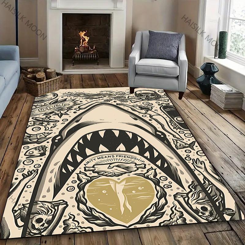 Haiangriff Teppiche! Rutschfest Schalldämmung, Wohnzimmer Schlafzimmer Eingangstür Sofa Büromatten Moderner Stil Dekorativer Teppich