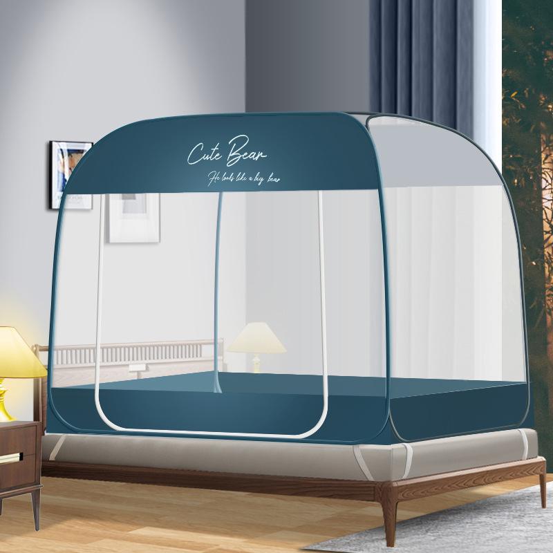 Yurt Mosquito Net Free Installation Square Top Steel Wire Tent Foldable Zipper Double Door Bottom Household Summer Mosquito Proof