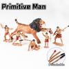 Oenux Prehistoric People Life Scene Human Evolution Wild Sabre-toothed Tiger Mammoth Animals Model Action Figures Collection Toy