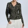 Women's Fashion Casual Print V-Neck Long Sleeve Button-Down Top