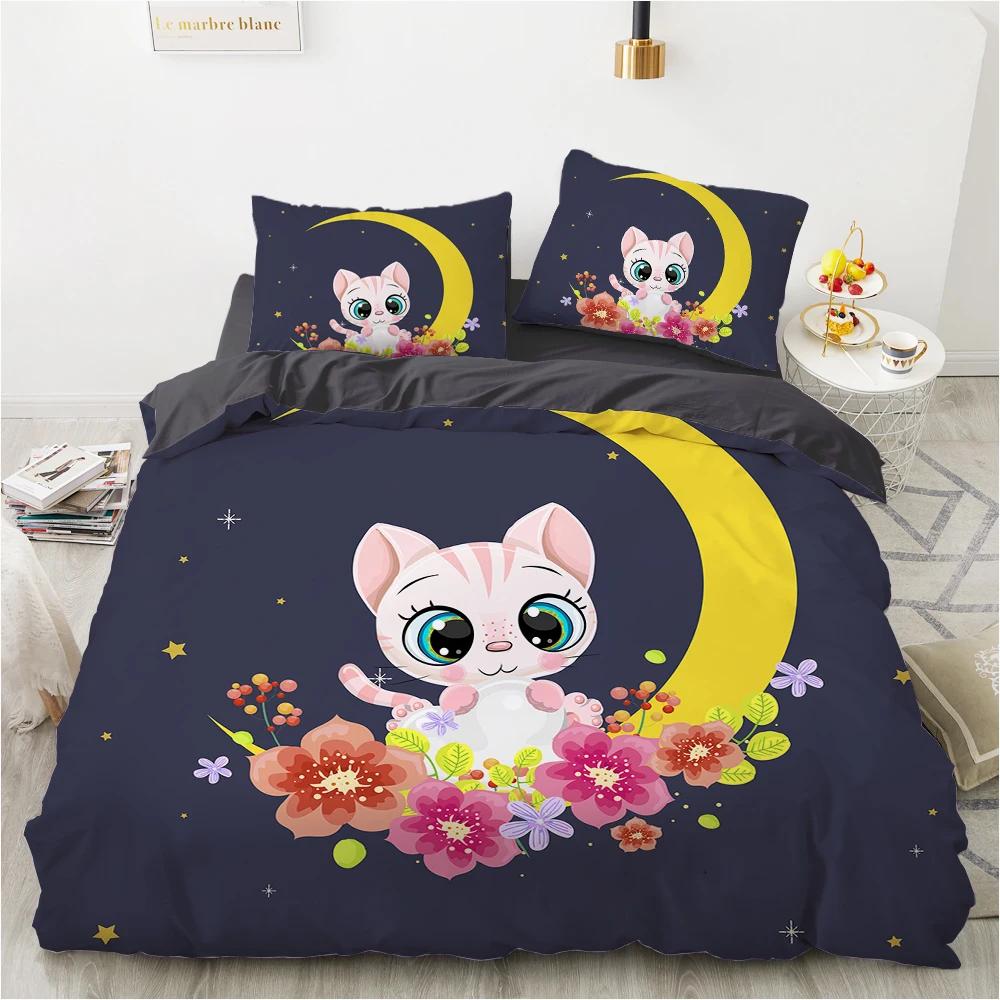 Cartoon Faultier Königin König Bettbezug Roter Süßer Tierprint Bettbezug Bettwäsche-Set Für Kinder Jungen Mädchen Blumen Blätter Bettbezug