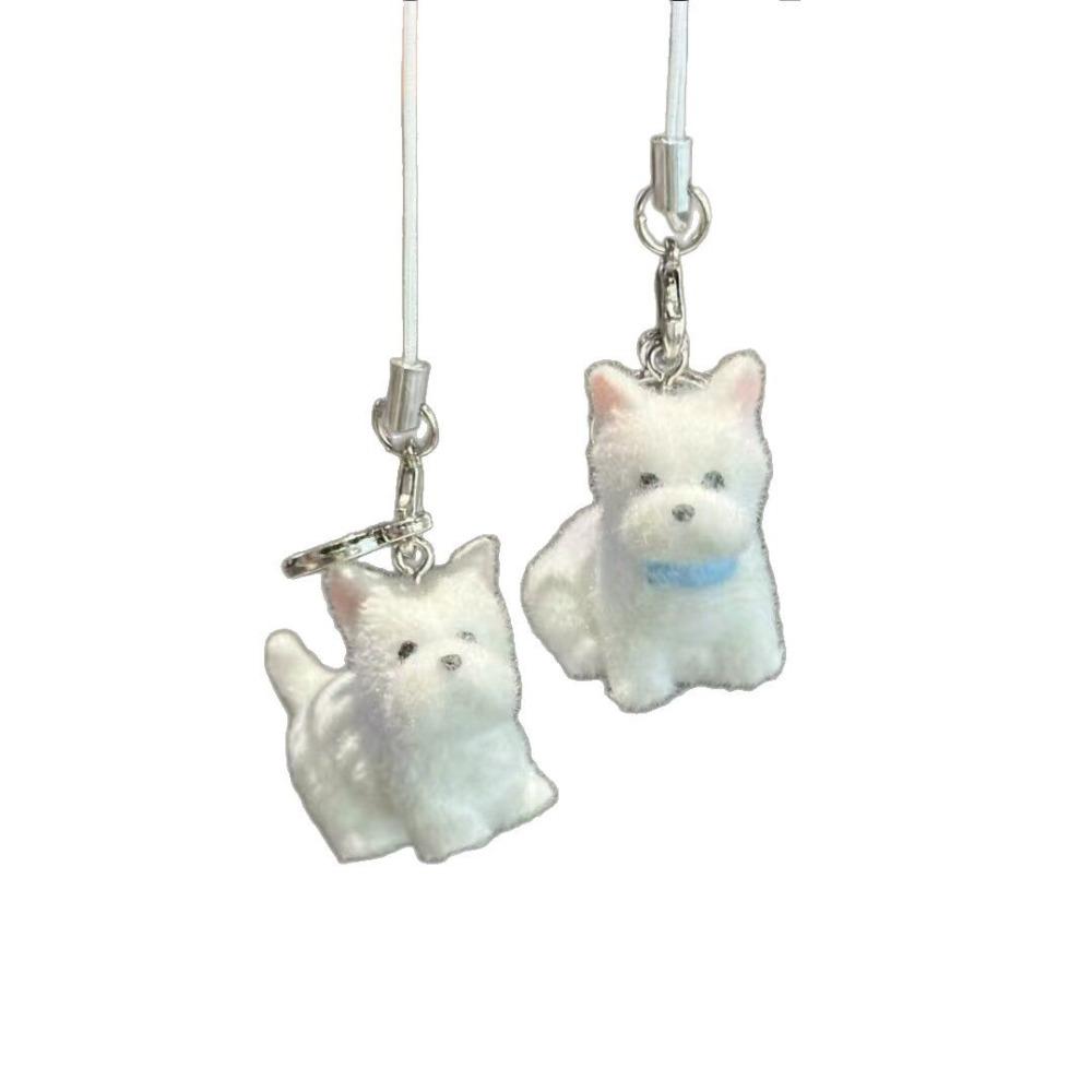Cute Sweet Plush Cartoon Dog Keychain Pendant for Women Girls Fashion Animal Mobile Phone Backpack Accessories Friendship Gift