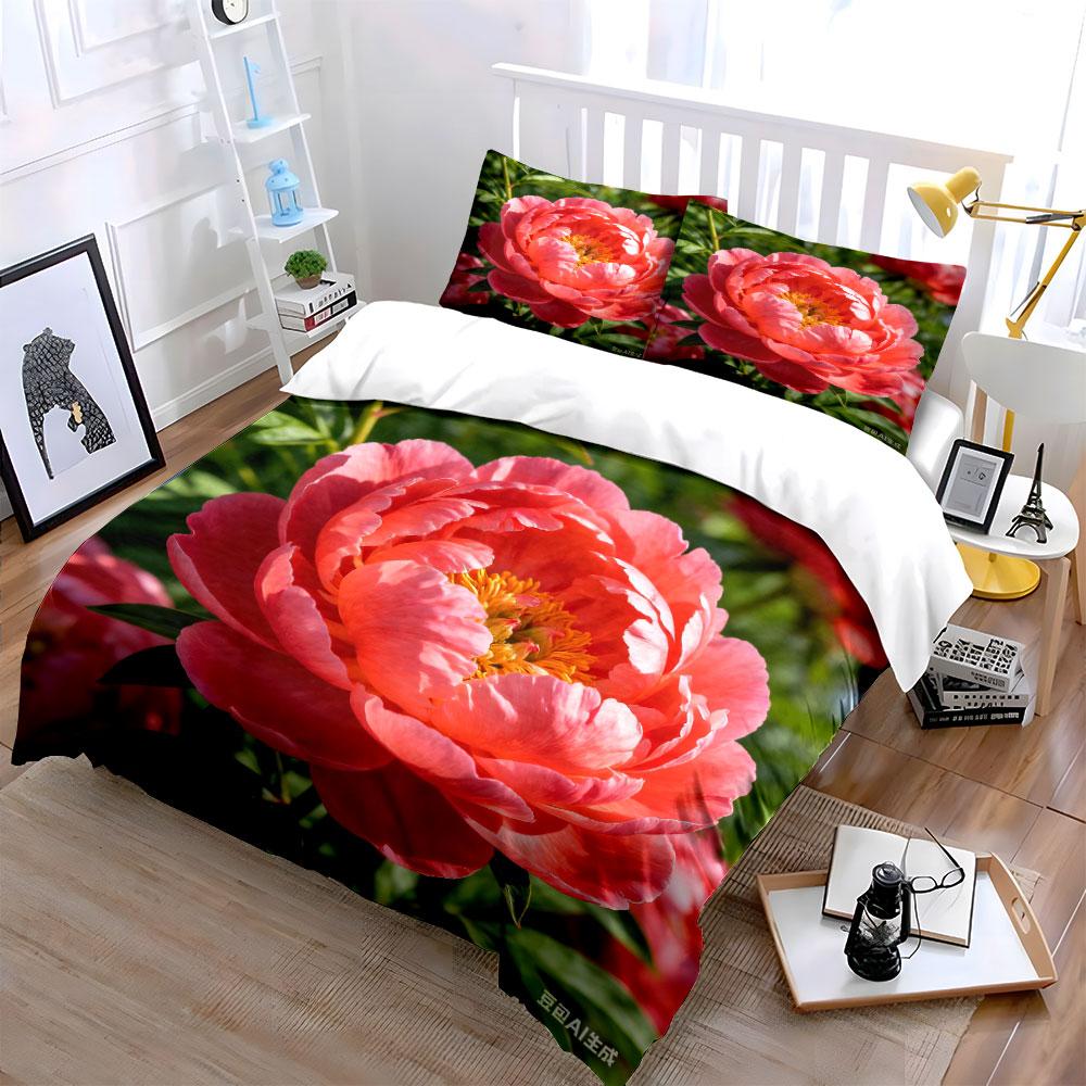 3D HD Elegant Floral Set for Decoration  kid s and adults  bedroom decor, Exquisite three-piece bedding set gift 135x200cm