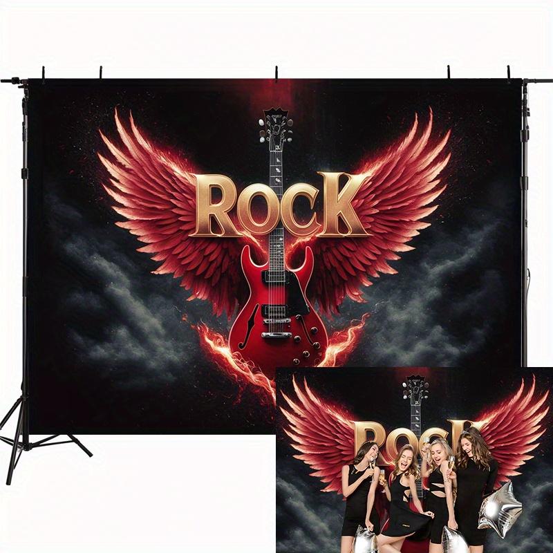 Rock Star Guitar Wings Polyester Fiber Banner Music Theme Wall Decoration Multi functional Home Room Party Decoration