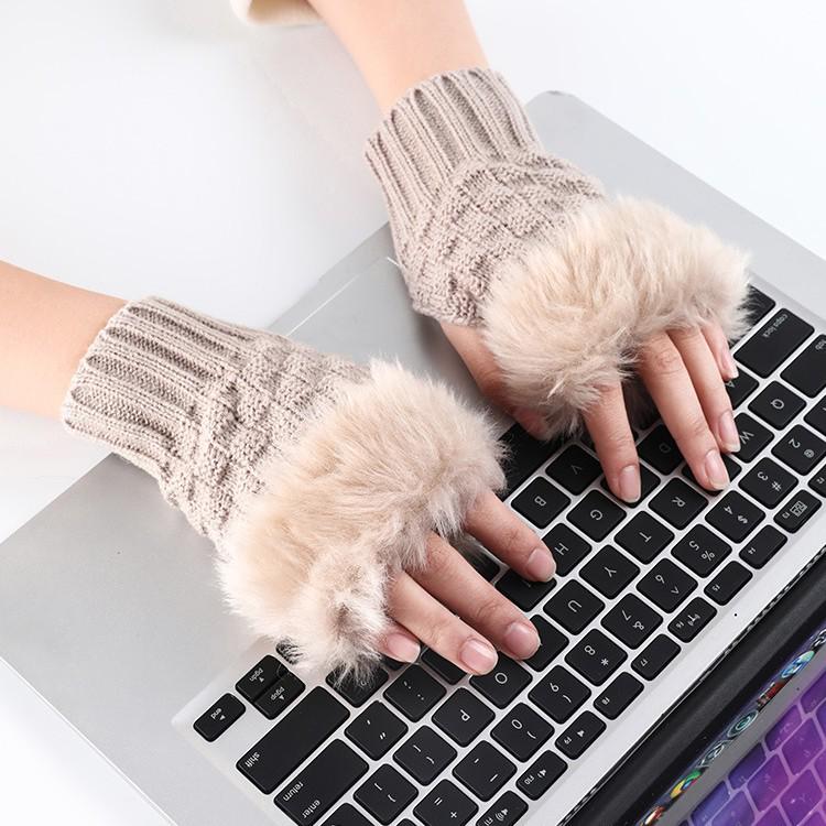 Women's Winter Knitted Fingerless Gloves - Warm, Cold-Proof for Students