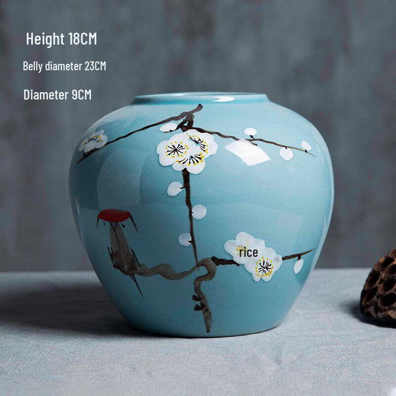 Hand-Painted Ceramic White Plum Bird Vase