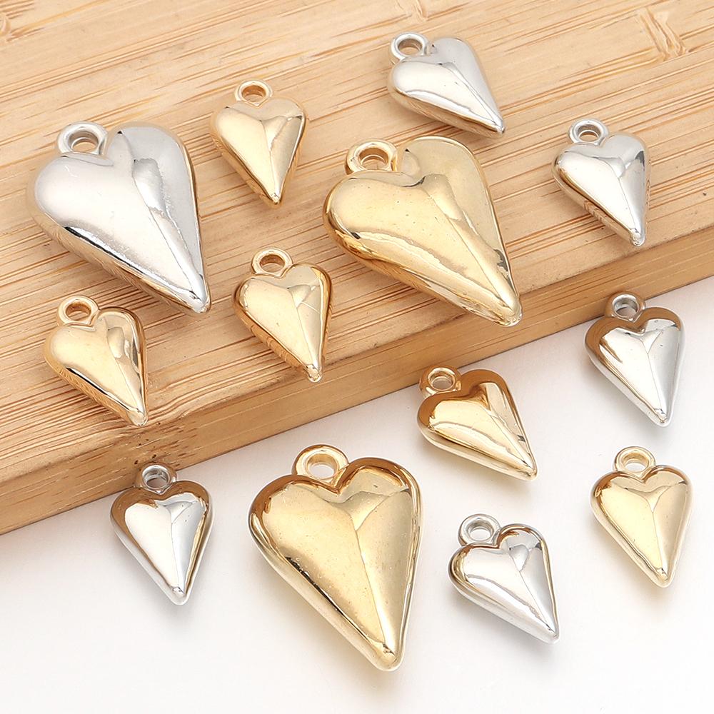 10-20pcs Heart Shape CCB Charms Plastic Charms Pendants For Jewelry Making DIY Handmade Necklace Bracelet Earrings Accessories