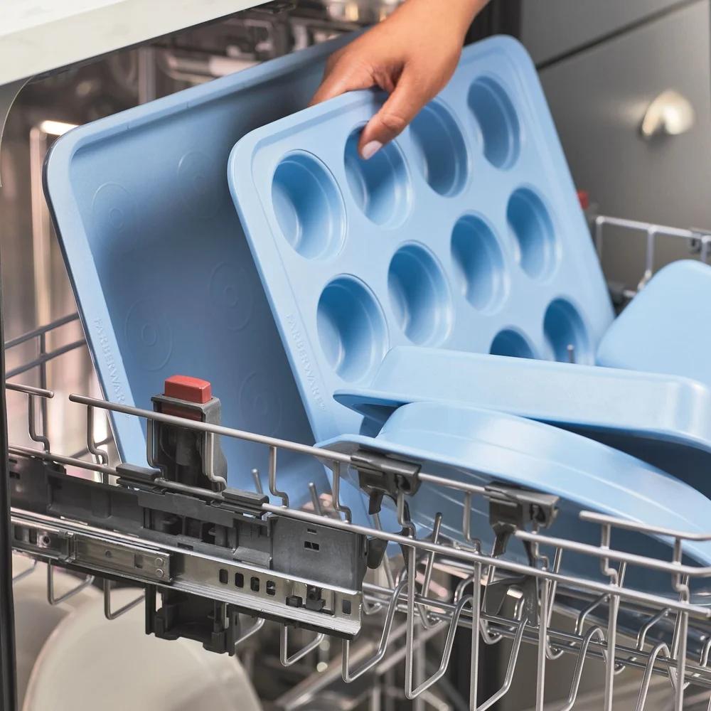 Nonstick Baking Sheet with Easy Slice Guide Extra Wide Handles Durable Steel Construction Dishwasher Safe Oven Safe