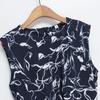 Summer new French fashion temperament round neck sleeveless waist thin printed dress